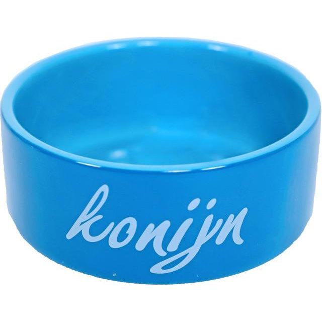 Konijnen-eetbak steen Ø 12 cm, blauw. - Dierplezier.nl