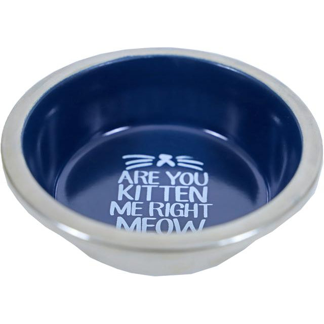 Katteneetbak RVS/melamine 11 cm, blauw. - Dierplezier.nl