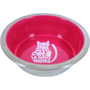 Katteneetbak RVS/melamine 11 cm, roze. - Dierplezier.nl