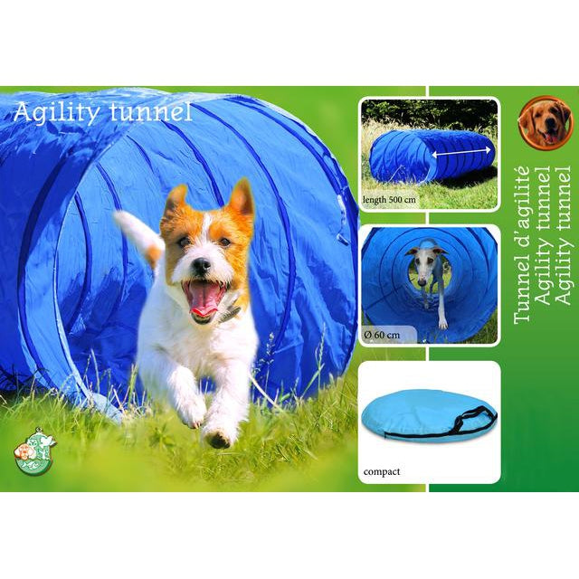 Boon Agility-tunnel nylon 500x60 cm, blauw/zwart. - Dierplezier.nl