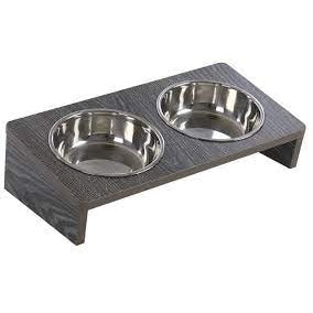 Jack and Vanilla Molly dubbele voerbak met houten Standaard