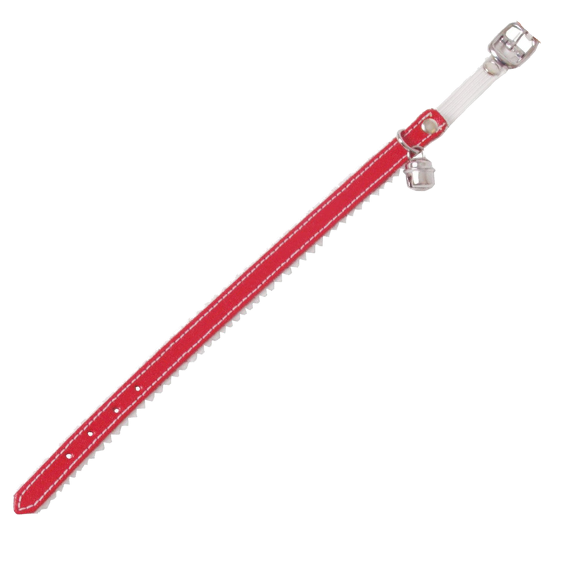 Boon Kattenhalsband leer + gevoerd, rood.
