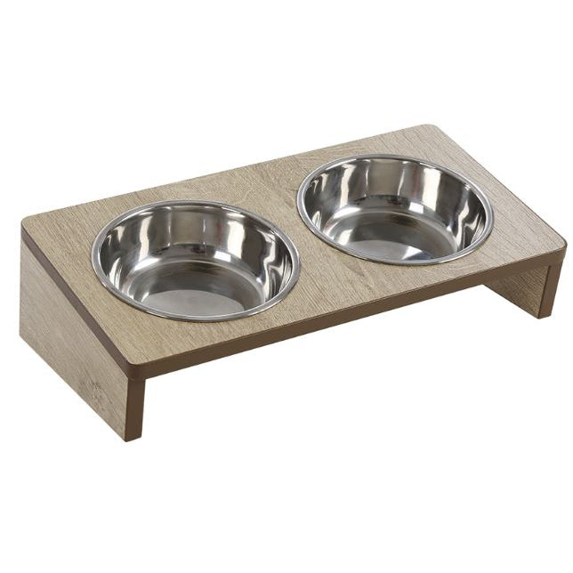 Jack and Vanilla Molly dubbele voerbak met houten Standaard